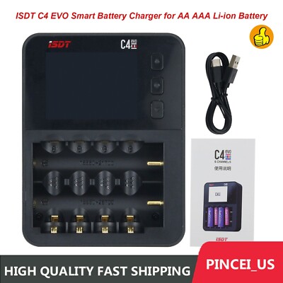 ISDT C4 EVO Battery Charger for AA AAA Li-ion Battery with IPS Display Screen