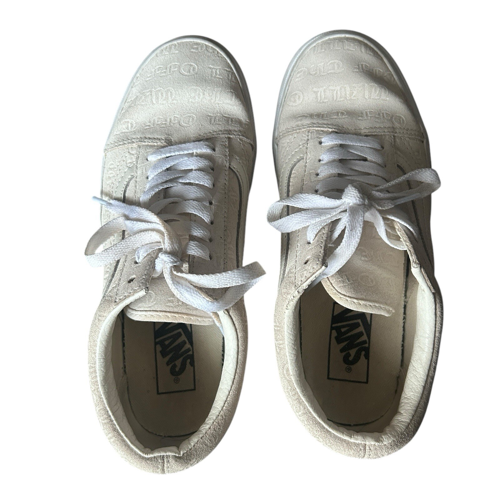 VANS Old Skool Deboss Women’s 8 Men’s 6.5 Platform Trainers Athletic White Cas