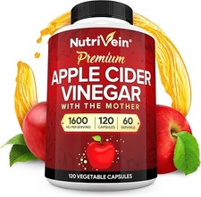 Nutrivein Apple Cider Vinegar Capsules with Mother - 1600mg - 120 Vegan Pills