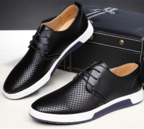 Hombres Zapatos Informales Británicos de Cuero Tenis con Cordones Oxford Transpirables - Imagen 3 de 30