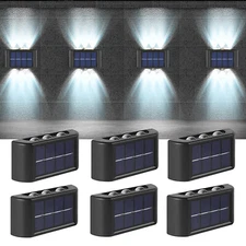 1-8X LED Solar Fence Lights Outdoor Dusk to Dawn Wall Steps Garden Pathway Lamp