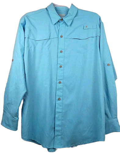 Reel Legends Vented Fishing Men's Shirt Size L Turquoise Polyester Outdoor - Picture 1 of 8