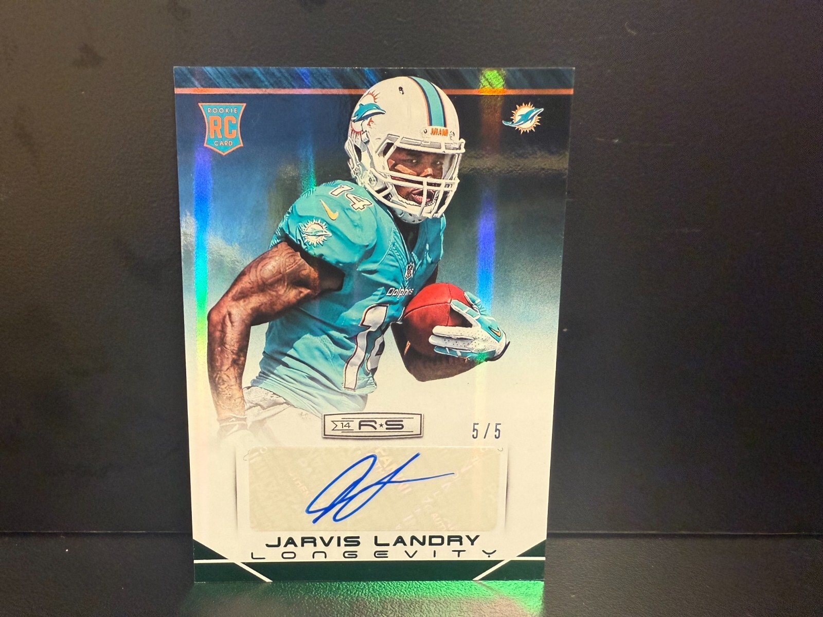 2014 JARVIS LANDRY AUTO #5/5 LONGEVITY ROOKIES & STARS RC ROOKIE FOOTBALL CARD