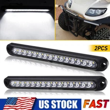 10" White 15 LED Sealed Truck Trailer Reverse Backup Light Bar Turn Tail Strip 2
