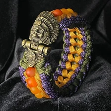 Paracord Bracelet with Brass Head clasp, Agate beads