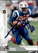 Tyrell Sutton Signed 2018 Upper Deck CFL Football card Montreal Alouettes
