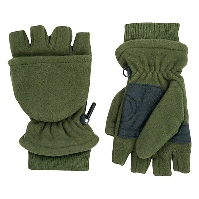 Jack Pyke Fleece Shooters Mittens Green Mens Gloves Hunting Fishing Sniper Mitts