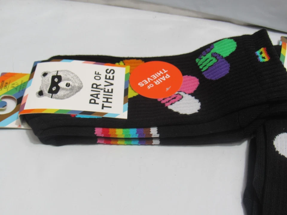 3 Pair of Thieves Crew " Trevor Project" Black Rainbow Pride Socks 6-12 (L38K) - Image 4 of 4