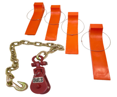 AHS 3.5''x15.75'' Tire Skates (4) and 2Ton Snatch Block with Chain