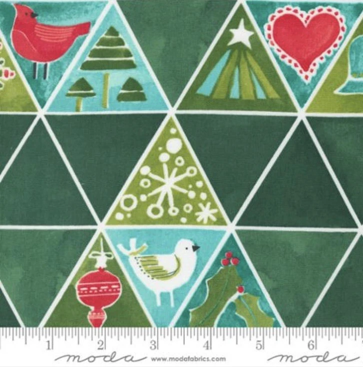 Mosaico de árbol de Navidad invernal Fat Quarter abeto geométrico 100 % tela de algodón Foto 4 de 4