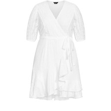 City Chic@ Evans Ivory Lace Dress - Size 22 - BNWT