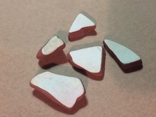 5 White/red Genuine beach sea pottery tiles Shards - Surf-tumbled WSP1