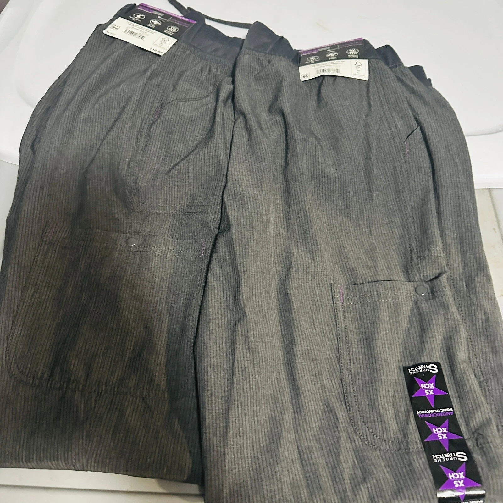 Pantalon gommage gris étain femme XS cordon supreme scrubstar bas   Lot de 2