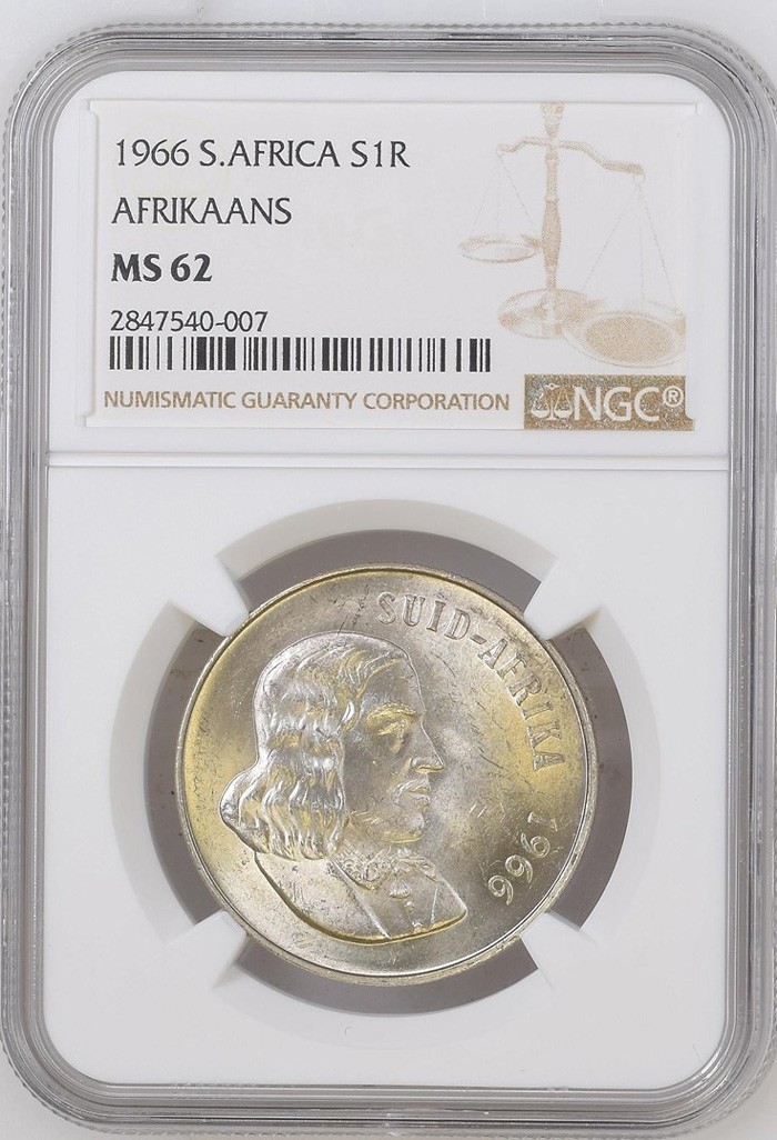 1966 Silver 1 RAND NGC MS 62 South Africa R1 AFRIKAANS LEGENDS | eBay