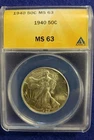 1940 Half Dollars Liberty Walking ANACS MS63~ L👀K SHIPS FREE
