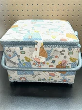Dritz Lg. Multicolored  Sewing Basket 10" Wide W/Accessory Tray