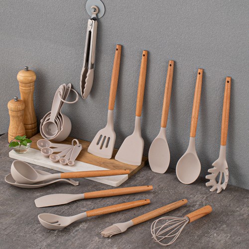 33Pcs Silicone Kitchen Utensils Set Non Stick Cooking Spatula Spoon Turner Rack