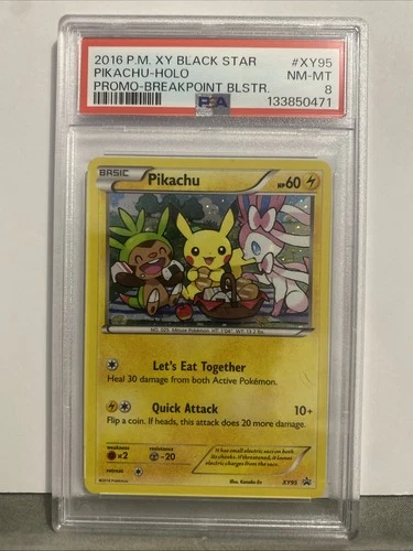2016 POKEMON XY BLACK STAR PROMO BREAKPOINT BLISTERS #XY95 PIKACHU-HOLO PSA 8