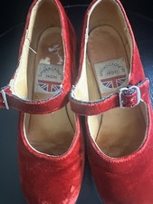 Vintage London Underground Red Velvet Mary Jane s size 8 90 s vintage grunge