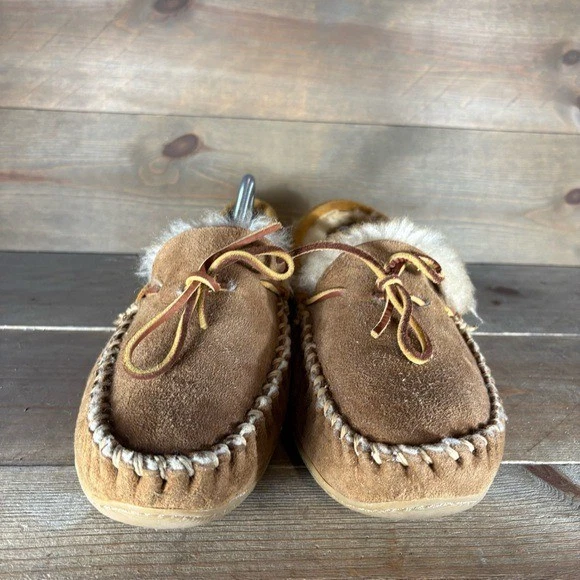 ll bean wicked good mens size 10 shoes brown suede Shearling slippers - Image 4 of 4