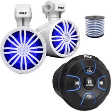 Pyle PLMRBT18 Bluetooth Marine Controller, 2x 3.5 20W Max Off-Road Speakers