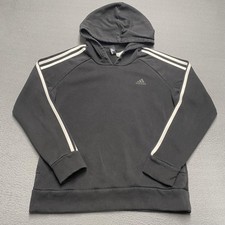 Adidas Hoodie Sweatshirt Womens Large Black Fleece Pullover Logo Athletic