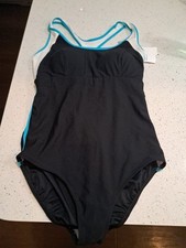 Reebok 16 Colorblock One Piece V-Neck Swimsuit Antimicrobial Silver Lining 115