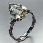 Handmade 8 ct+ Natural Green Amethyst Ring 925 Sterling Silver Size 9.5 /R465642