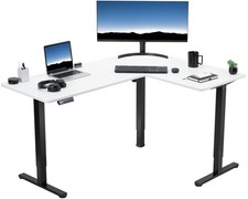 VIVO White / Black Electric 63" x 47" Corner Standing Desk, L-Shaped Workstation