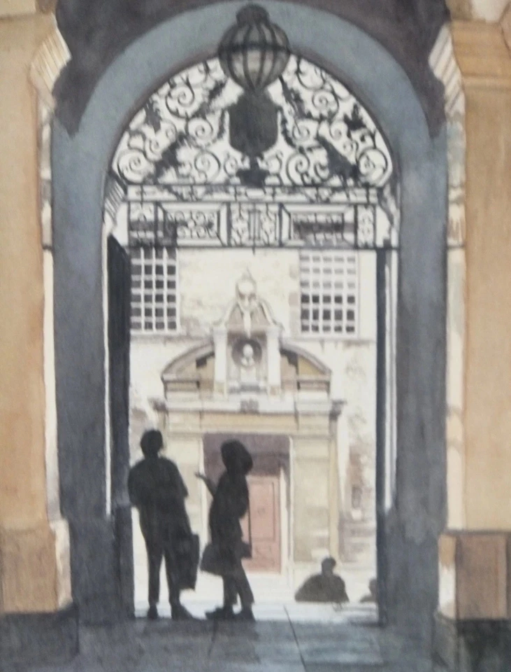 ORIGINAL SIGNED PAINTING of OXFORD University Library - Bodley. MOUNTED & FRAMED - Image 3 of 4