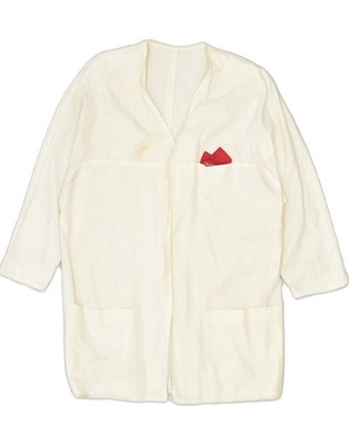 VINTAGE Damen Blazer Jacke UK 20 2XL Off White Baumwolle KK06