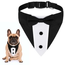 Formal Dog Tuxedo Wedding Collar with Bow Tie Adjustable Pet Suit Costume