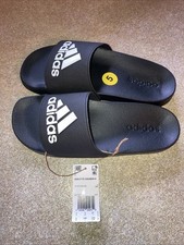 New Sz 6 Big Kids adidas Adilette Shower K Slides Sandals Black/White Original