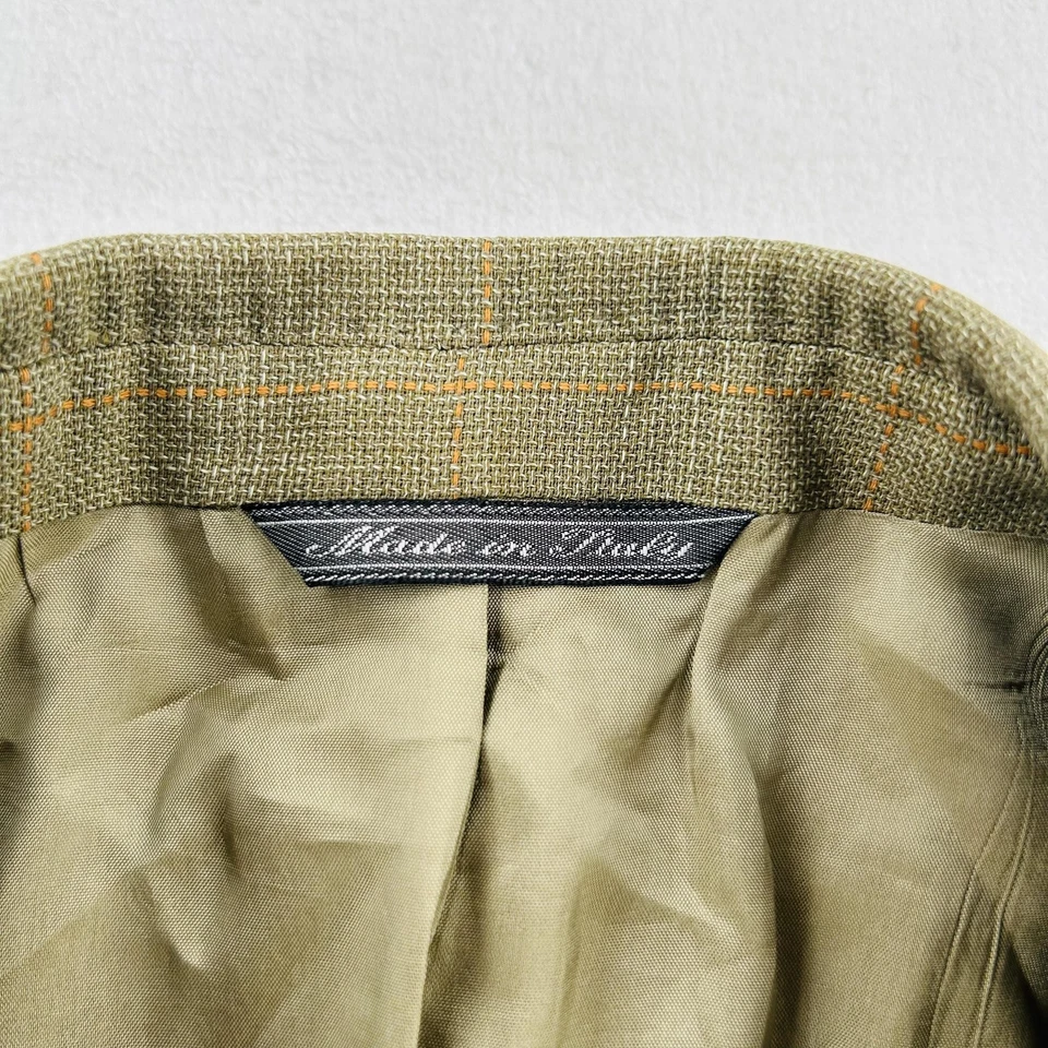 Blazer Barneys New York Para Hombres 54R Verde Lana Ventana Cuadros Abrigo Deportivo Italia Foto 4 de 4