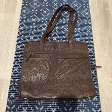 Vintage Tooled Leather Bag, Tooled Leather, Purse, Briefcase, Vintage Leather