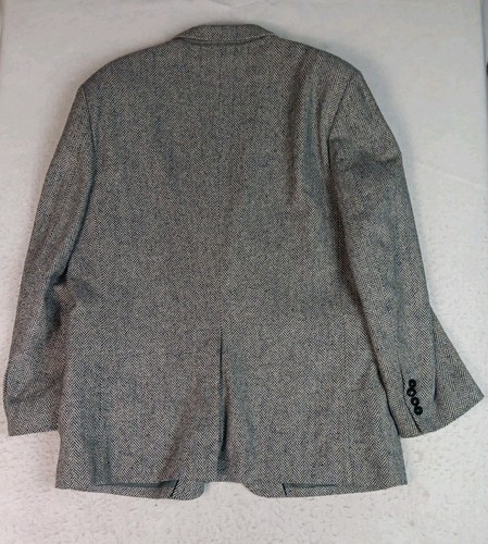 Oakton Ltd. Tweed Wool Blend Mens 46R Sport Coat Grey Blazer Herringbone - Picture 6 of 22