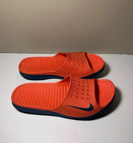 Sandali Nike Benassi Solarsoft Uomo Taglia 9 Slides Rosso Blu MOLTO RARI