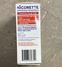Nicorette Nicotine Polacrilex Gum 4 mg Cinnamon Surge Flavor 100 Count