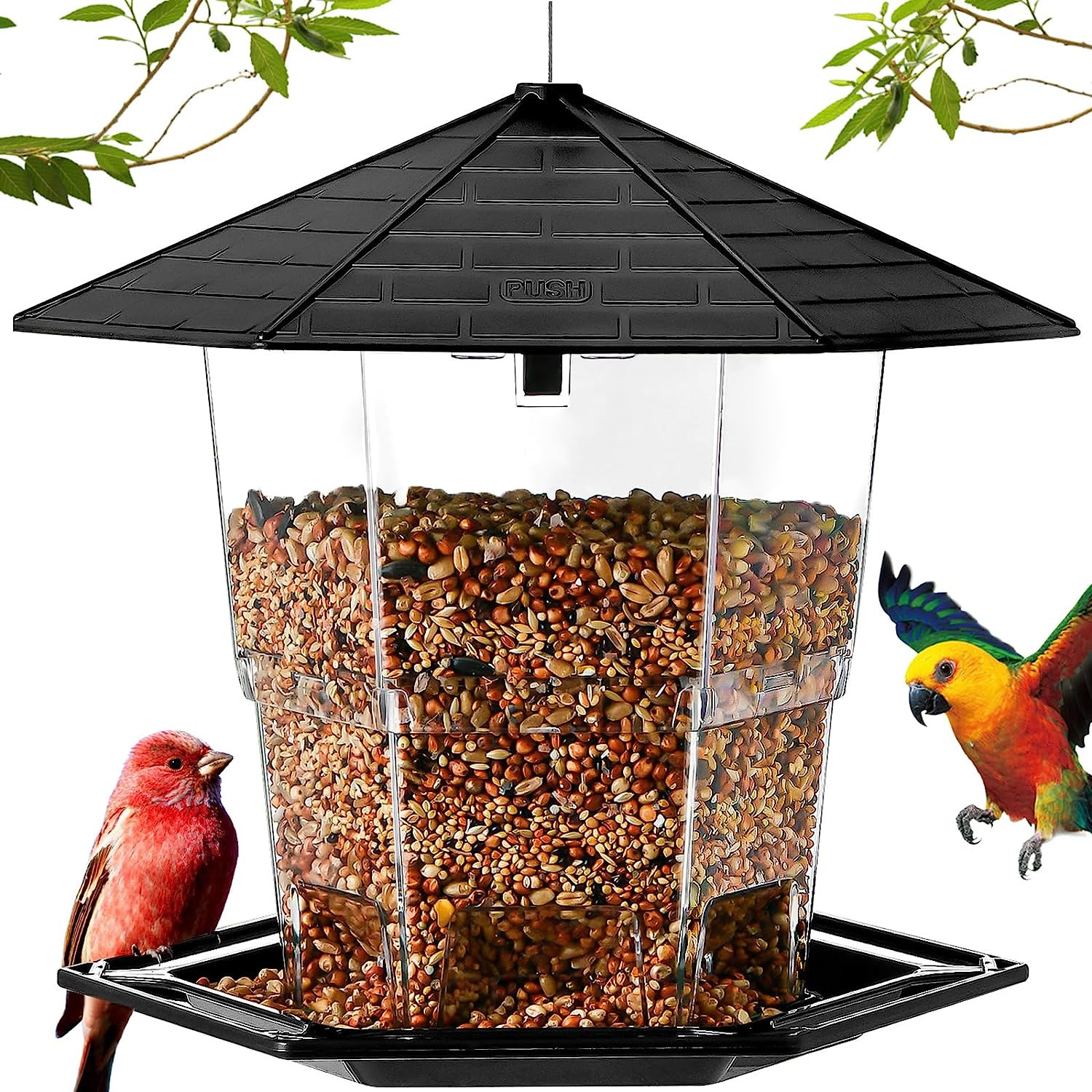 S For Outdoors Hanging Bird Feeder Wild Birds Seed, Black