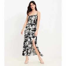 NWT LOFT Gardenia Button Strappy Bias Midi Dress Size 12