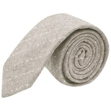 Oatmeal Herringbone with Pinstripe Tie