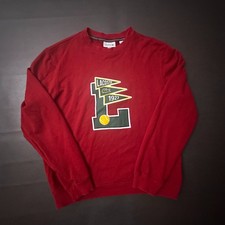 Felpa Lacoste uomo grande rossa grande lettera tennis stampa puff preppy old money