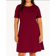NEW Halston Women's XS Burgundy Knit Short Sleeve Sheath Dress Office Party Date