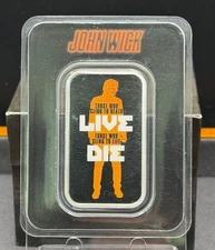 John Wick 1 oz .999 Fine Silver Silhouette "LIVE DIE" Bullion Bar in TEP
