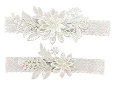 Wedding Garters for Bride Bridal Lace Garter Set Floral Leg Ring with White