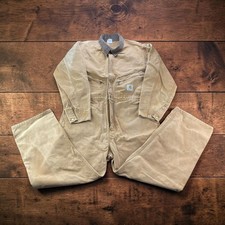 Vintage 1986 Carhartt Quilt Lined Duck Coverall Mens 44S Brown Union Made USA