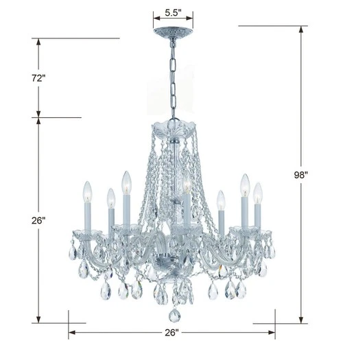 Crystorama 26" Polished Chrome 8-Light Traditional Crystal Chandelier - Picture 6 of 7