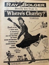 Where's Charley?, Ray Bolger, Full Page Vintage Promotional Ad
