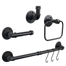 4 Pack Bathroom Hardware Set Wall Mounted Towel Bar and Ring for Bathroom