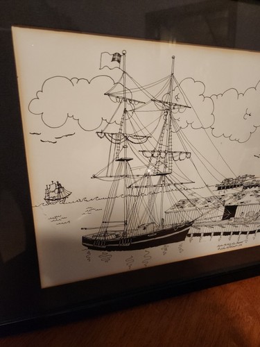 VTG Helen McDermott 1974 Boston Tea Party Ship/"Beaver" Art Print Framed - Picture 3 of 7